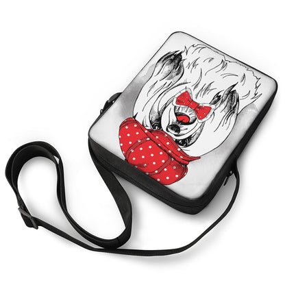 Red Cap Yorkshire Terrier Print Rectangular Crossbody Bag
