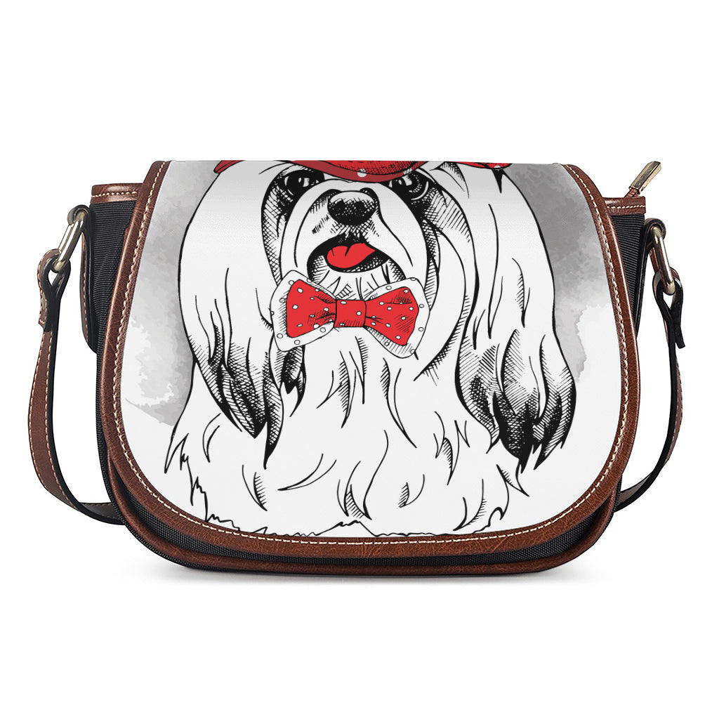 Red Cap Yorkshire Terrier Print Saddle Bag