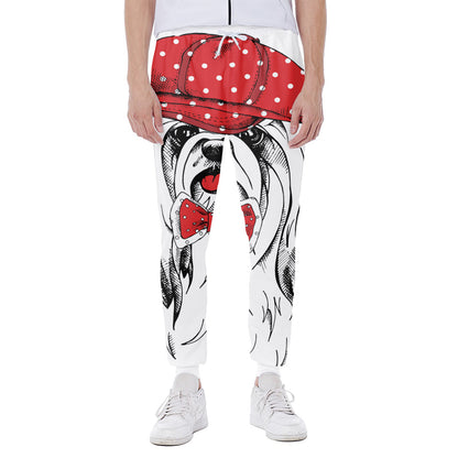 Red Cap Yorkshire Terrier Print Scuba Joggers