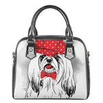 Red Cap Yorkshire Terrier Print Shoulder Handbag