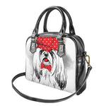 Red Cap Yorkshire Terrier Print Shoulder Handbag