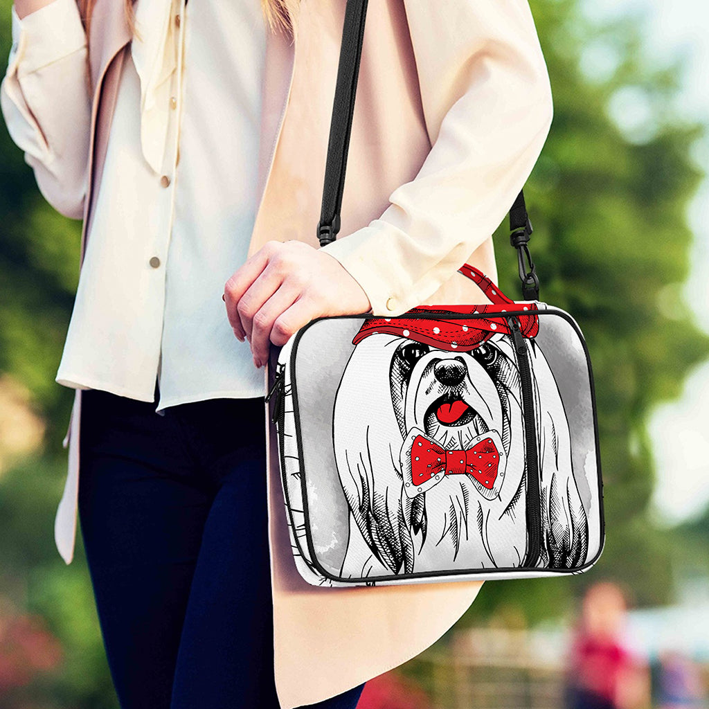Red Cap Yorkshire Terrier Print Shoulder Strap Bible Bag