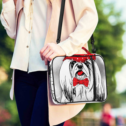 Red Cap Yorkshire Terrier Print Shoulder Strap Bible Bag