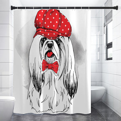 Red Cap Yorkshire Terrier Print Shower Curtain