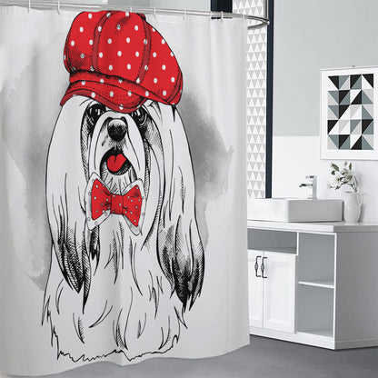 Red Cap Yorkshire Terrier Print Shower Curtain