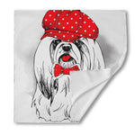 Red Cap Yorkshire Terrier Print Silk Bandana