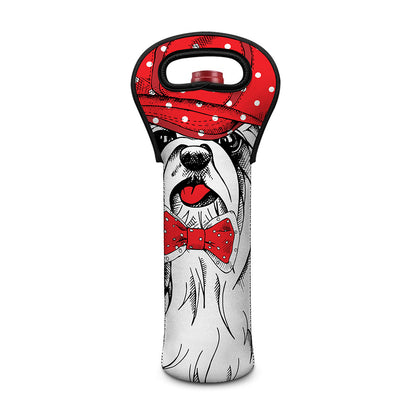 Red Cap Yorkshire Terrier Print Single Neoprene Wine Tote