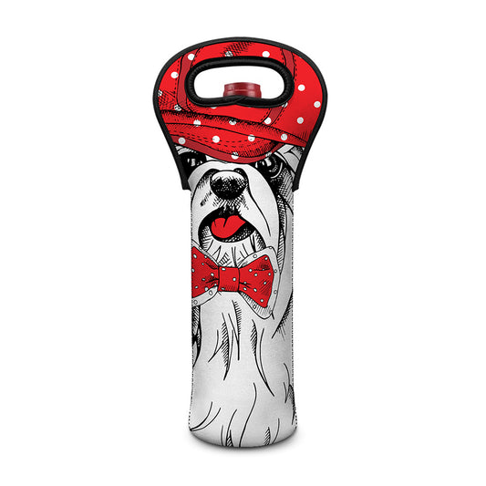 Red Cap Yorkshire Terrier Print Single Neoprene Wine Tote