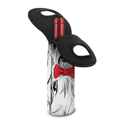 Red Cap Yorkshire Terrier Print Single Neoprene Wine Tote