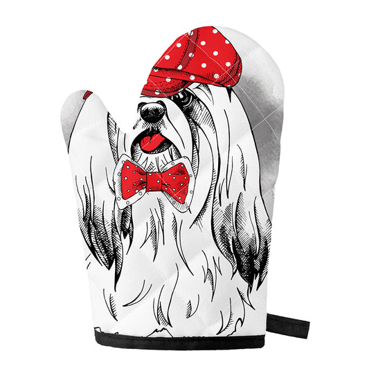 Red Cap Yorkshire Terrier Print Single Oven Mitt