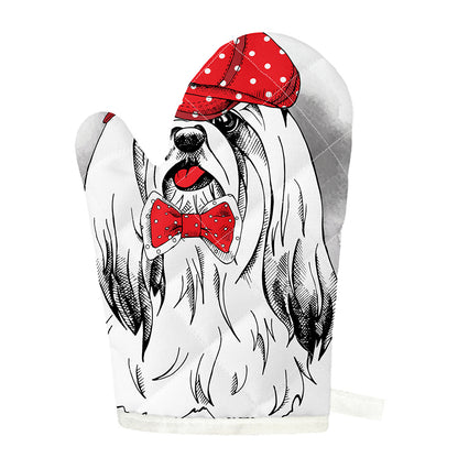 Red Cap Yorkshire Terrier Print Single Oven Mitt