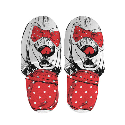 Red Cap Yorkshire Terrier Print Slippers