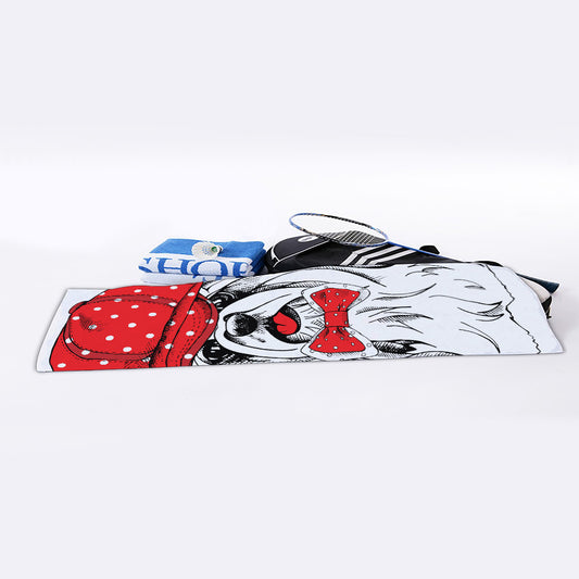 Red Cap Yorkshire Terrier Print Sports Towel