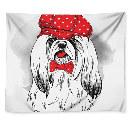 Red Cap Yorkshire Terrier Print Tapestry