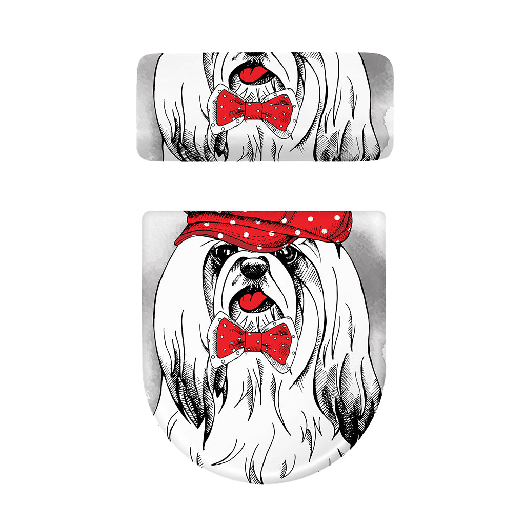 Red Cap Yorkshire Terrier Print Toilet Lid And Tank Cover Set