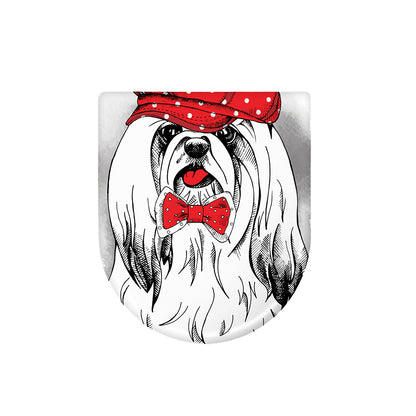 Red Cap Yorkshire Terrier Print Toilet Lid Cover