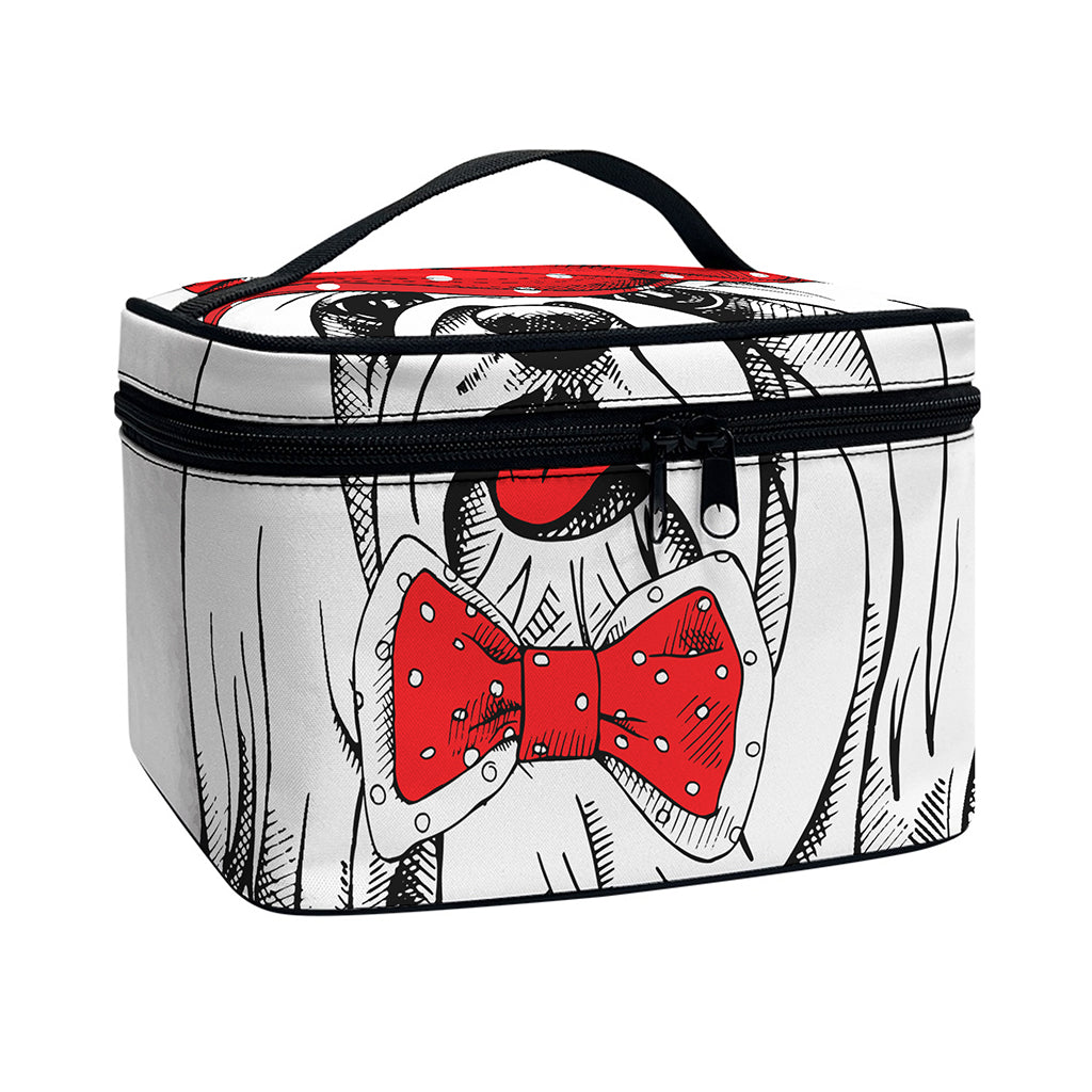Red Cap Yorkshire Terrier Print Travel Makeup Bag