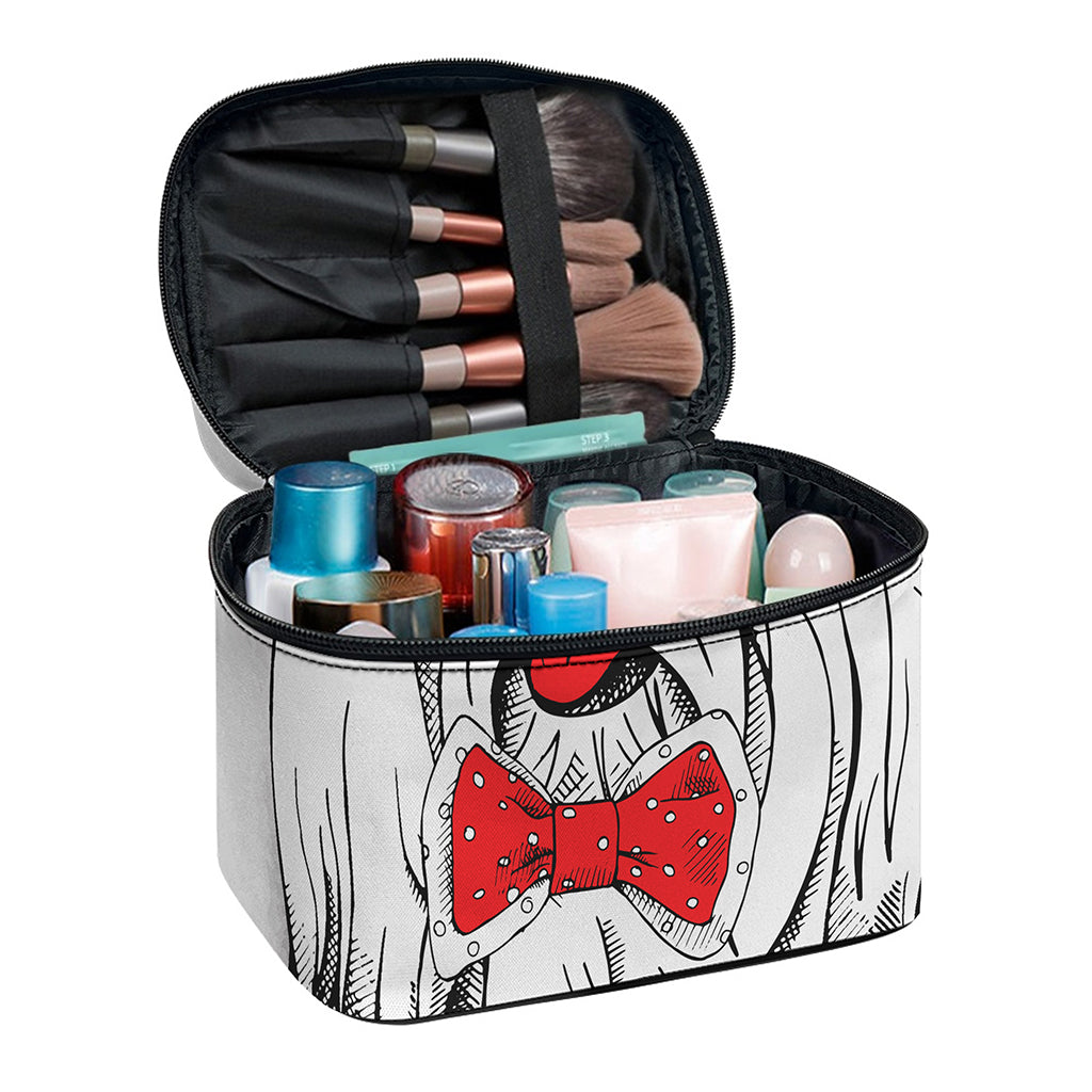 Red Cap Yorkshire Terrier Print Travel Makeup Bag
