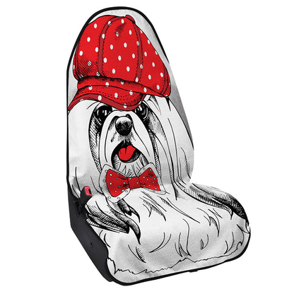 Red Cap Yorkshire Terrier Print Waterproof Car Seat Cover