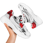 Red Cap Yorkshire Terrier Print White Chunky Shoes