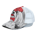 Red Cap Yorkshire Terrier Print White Mesh Trucker Cap