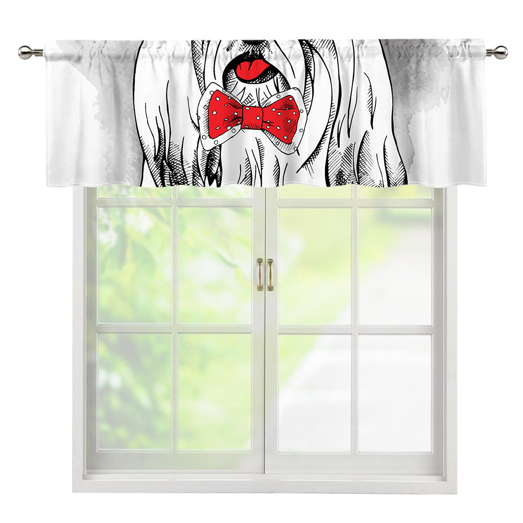 Red Cap Yorkshire Terrier Print Window Valance