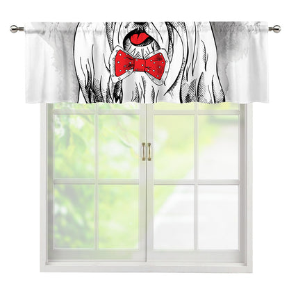 Red Cap Yorkshire Terrier Print Window Valance