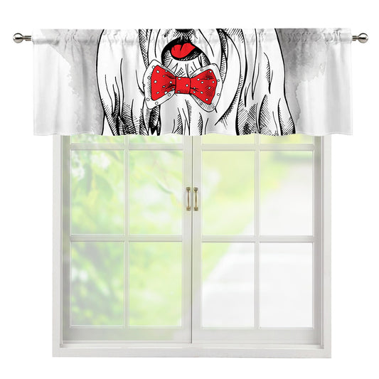 Red Cap Yorkshire Terrier Print Window Valance