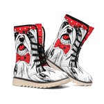 Red Cap Yorkshire Terrier Print Winter Boots