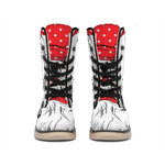 Red Cap Yorkshire Terrier Print Winter Boots