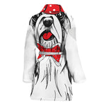 Red Cap Yorkshire Terrier Print Women's Bathrobe