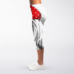 Red Cap Yorkshire Terrier Print Women's Capri Leggings