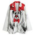 Red Cap Yorkshire Terrier Print Women's Cotton Blazer