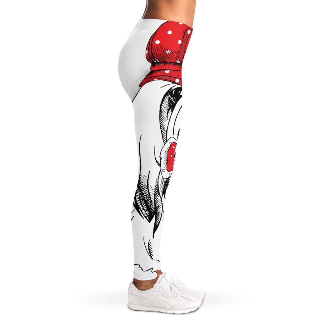 Red Cap Yorkshire Terrier Print Women's Leggings