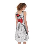 Red Cap Yorkshire Terrier Print Women's Sleeveless Dress