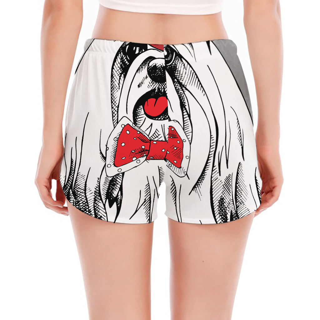 Red Cap Yorkshire Terrier Print Women's Split Running Shorts