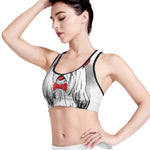 Red Cap Yorkshire Terrier Print Women's Sports Bra