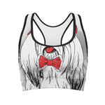 Red Cap Yorkshire Terrier Print Women's Sports Bra