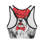 Red Cap Yorkshire Terrier Print Women's Sports Bra