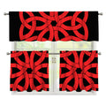 Red Celtic Knot Print 3 Piece Kitchen Curtains