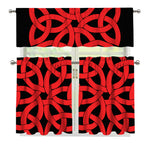 Red Celtic Knot Print 3 Piece Kitchen Curtains
