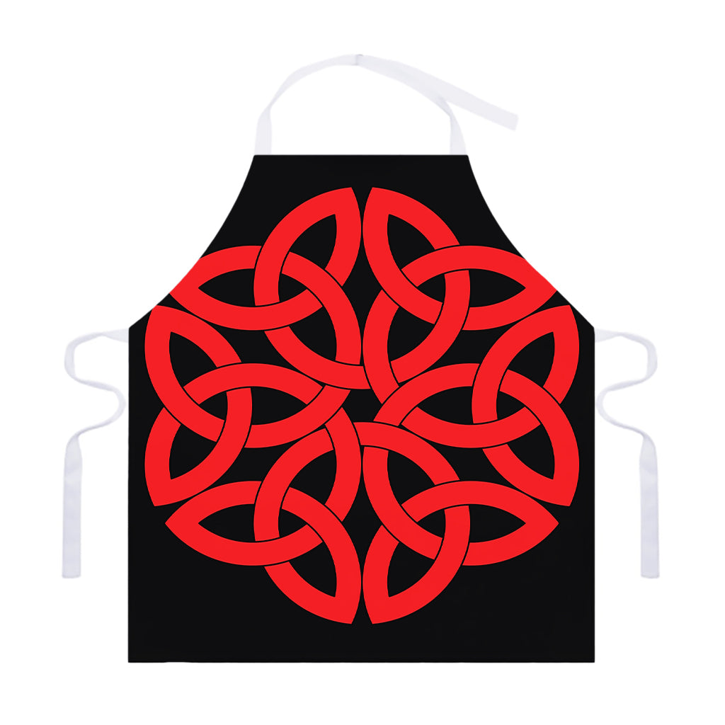 Red Celtic Knot Print Adjustable Apron