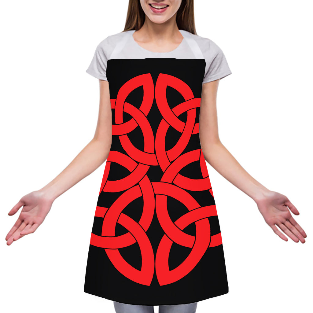 Red Celtic Knot Print Adjustable Apron