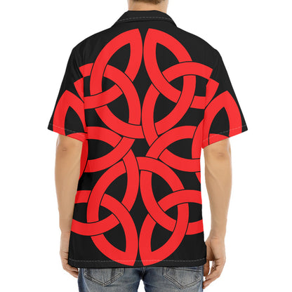 Red Celtic Knot Print Aloha Shirt