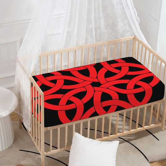 Red Celtic Knot Print Baby Crib Sheet