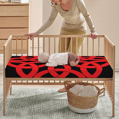 Red Celtic Knot Print Baby Crib Sheet