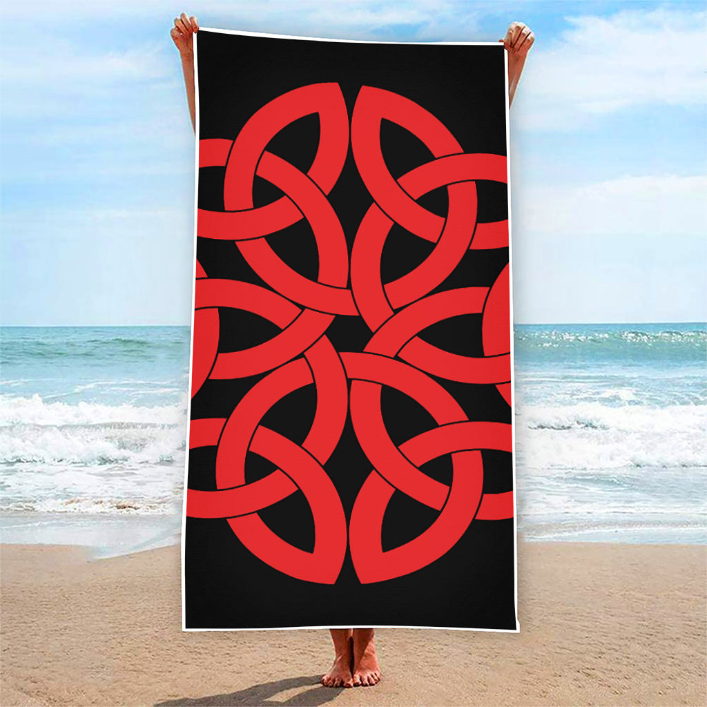 Red Celtic Knot Print Beach Towel