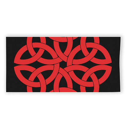 Red Celtic Knot Print Beach Towel