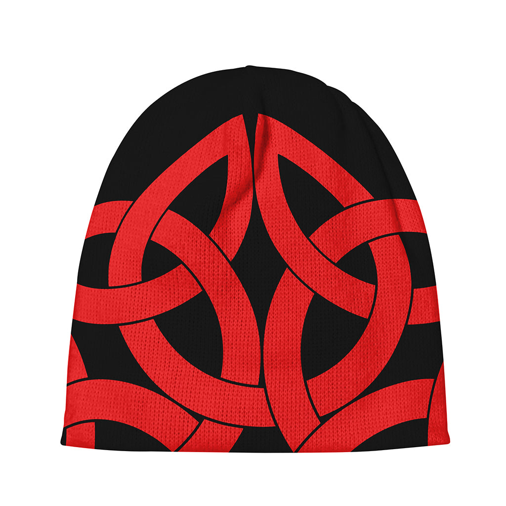 Red Celtic Knot Print Beanie