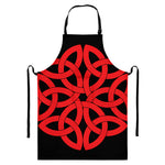 Red Celtic Knot Print Bib Apron With Pocket